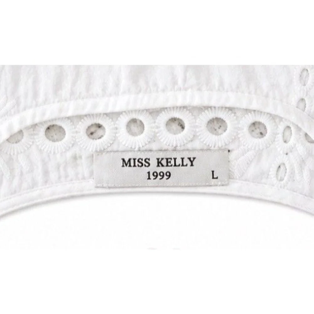 Miss Kelly 1999 White Eyelet Blouse Top Women Sz L Boho Cottagecore 1449N5 - Picture 4 of 7